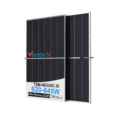 620W 625W 630W 635W 640W 645W Painel Solar Monocristalino Duplo Vidro Vertex N
