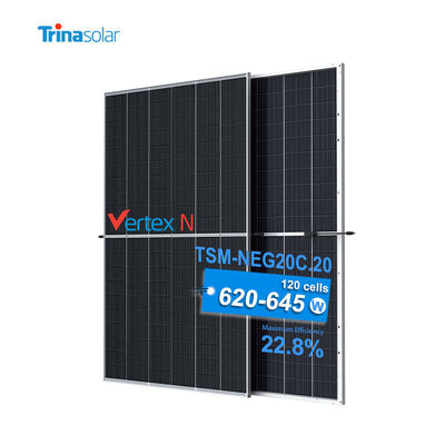 Modulo fotovoltaico Trina 620W 635W Painel solar monocristalino de vidro duplo para sistema de energia solar