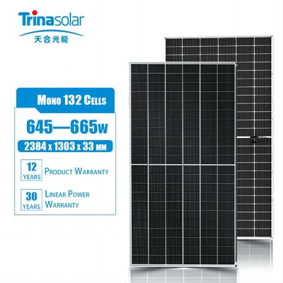 2384x1303x35mm Dimensões do painel Trina Solar Vertex Monocristalino Painel Solar para Casa 660W