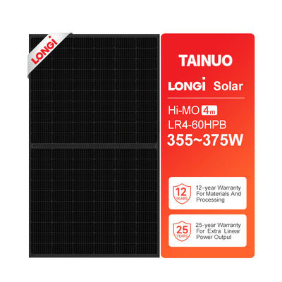 LONGi Hi-MO 4m LR4-60HPB 355-375M M6 9BB Half Cell Black Frame Painéis solares 9BB Tecnologia