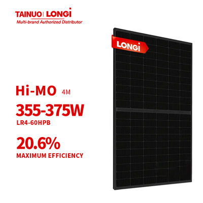 LONGi Hi-MO 4m LR4-60HPB 355-375M M6 9BB Half Cell Black Frame Painéis solares 9BB Tecnologia