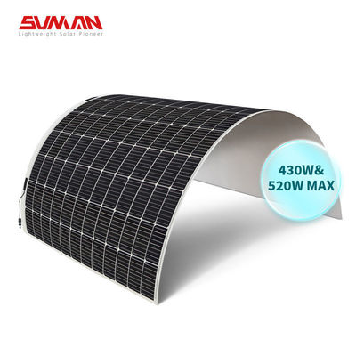 Peso leve Sunman Mono Painel Solar Flexível com 430W/520W e 166mmx166mm Tamanho da Célula