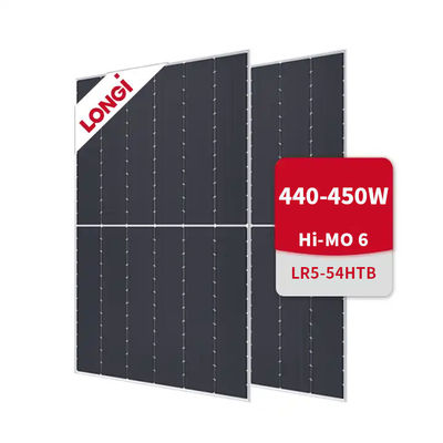 LONGi Hi-MO 6 LR5-54HTB 440-450M Painéis Solares Bifaciais de Meia Célula Todos Negros 440W-450W 23%