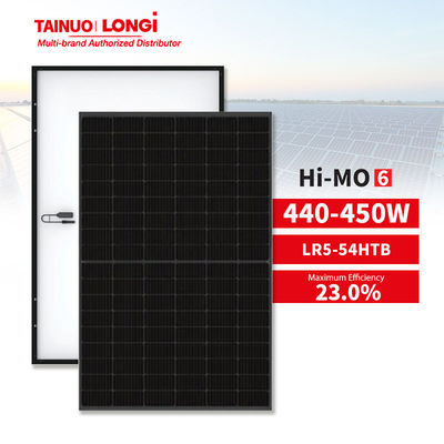 Longi Solar LR5-54HTB Painel fotovoltaico Full Black 450W para soluções de energia solar residencial