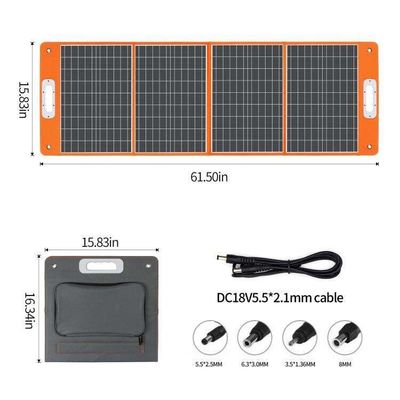 Kit de painel solar portátil 100W com carregador de telefone USB para acampar