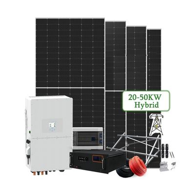 Sistema de energia solar híbrido de três fases de 10 kW Sistema solar fotovoltaico Certificado CE Montar em telhado