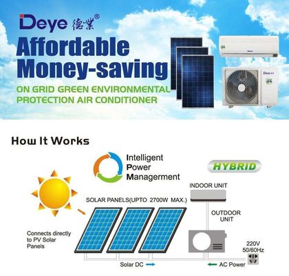 Conjunto de temporizador Ar condicionado a energia solar OFF GRID DC 48V split híbrido portátil