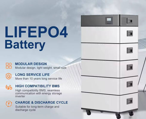 Modular empilhável 51.2v Lifepo4 Iões de Lítio Sistema Solar Doméstico 6000 Times 208Ah Bateria de Armazenamento de Energia