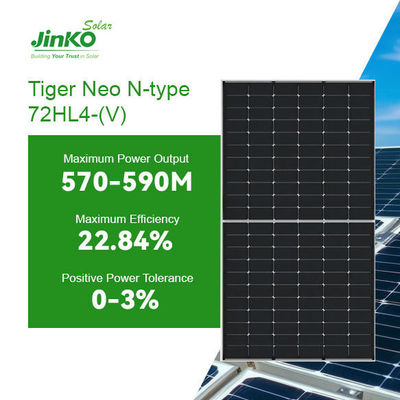 570W-590W Jinko Tiger Neo Bifacial Dual Class N-Type 72HL4-BDV Modulo fotovoltaico de painel solar