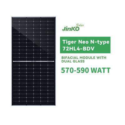Painel Solar Jinko 570-590 Watt Bifacial Jinko Tiger Neo N-tipo 72HL4-BDV para Projetos