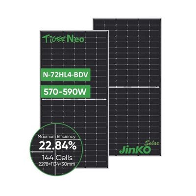 Jinko Solar 565-585W Tiger Neo Modulos fotovoltaicos de tipo N com 144 células e tolerância de energia