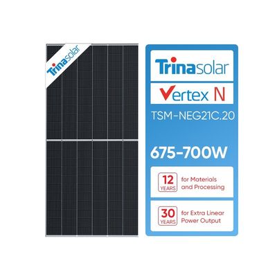 Modulo de vidro duplo Trina Solar Vertex TSM-NEG21C.20 670w 675w 680w 685w 690w 695w