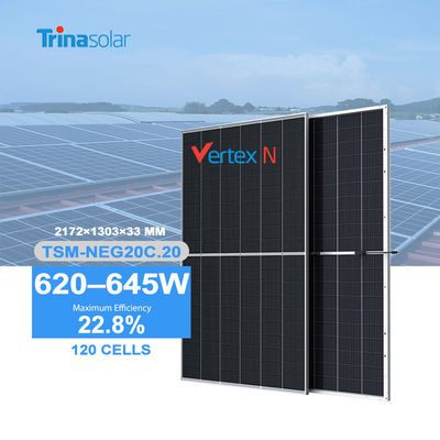 Topcon Bifacial n tipo painel solar 620w 635w 645w Trina com e Certificado Ce Tuv