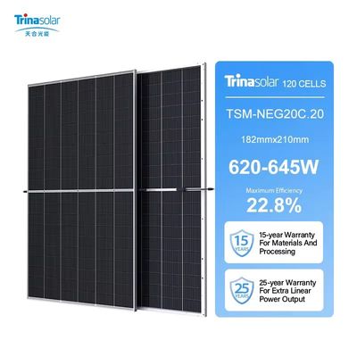 Módulo fotovoltaico monocristalino do tipo N de 625 W 640 W 645 W para o Armazém de Roterdão