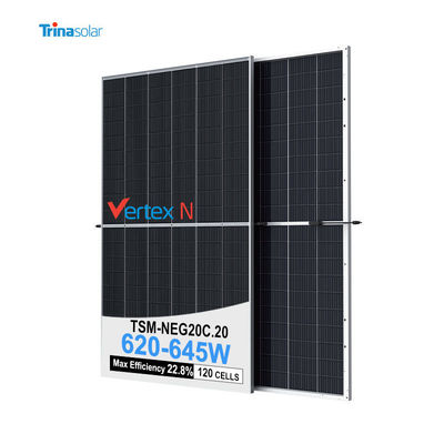 Trina Topcon Grade A painel solar IP68 caixa de junção classificada 620w 625w 630w 635w 640w 645w