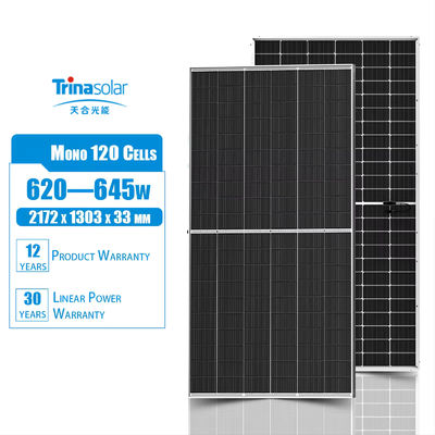Painéis Solares Bifaciais Tipo N 620w 625w 630w 635w 640w 645w para 210mmx210mm Tamanho da Célula