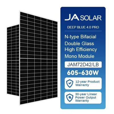 Ja 610-635W Painéis solares e estrutura de liga de alumínio anodizado para resistência a cargas de neve