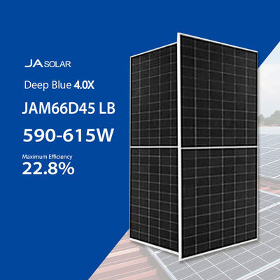 JA Deep Blue 4.0 JAM66D45 LB 182mm Painel solar de vidro duplo tipo N Bifacial 590W-615W