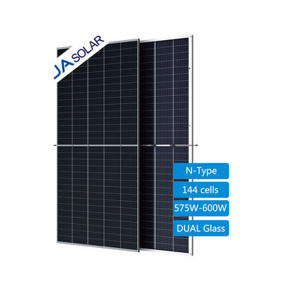 Painel solar JA Azul profundo 575W 580W 585W 590W 595W 600W Bifacial módulos fotovoltaicos de vidro duplo