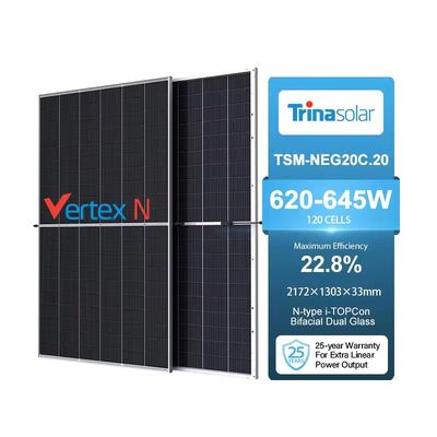 Trina Solar TSM-NEG20C.20 620-645W Bifacial N-type Mono PV Solar Module para sistemas fotovoltaicos