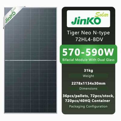 Painéis solares de nível 1 Jinko 580W com certificação CE TUV e caixa de junção IP68