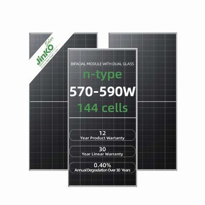 N-Type 590W Jinko Tiger Neo Tier 1 Painéis solares com vidro dianteiro com revestimento anti-reflexão