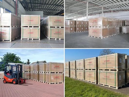 Quadro de liga de alumínio anodizado Longi 550W Painéis solares de nível 1 para geração de energia sustentável