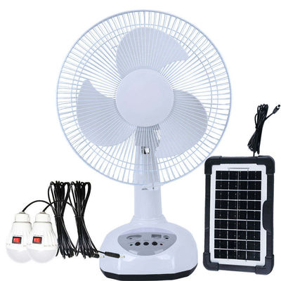Popular 12 polegadas de carregamento solar Ventilador de mesa com painel e luz LED