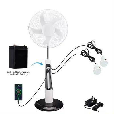 Ventilador solar recarregável de 20W Construído em iluminação LED Ventilador de piso solar de 3 velocidades