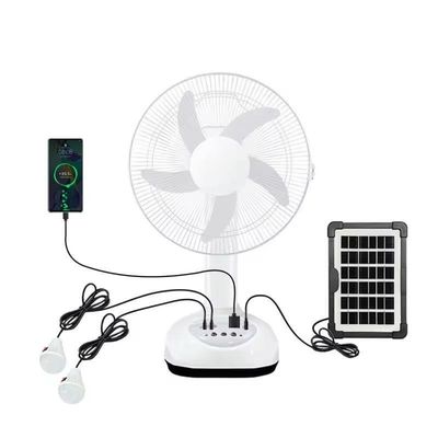 Ventilador solar recarregável de 12 polegadas para uso doméstico 6V AC DC com luz noturna LED