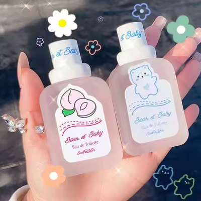 50ml Mini Perfume Corporal com Fragrância Leve e Duradoura para Crianças Estudantes Ursinha com Pêssego Mini Perfumes Originais